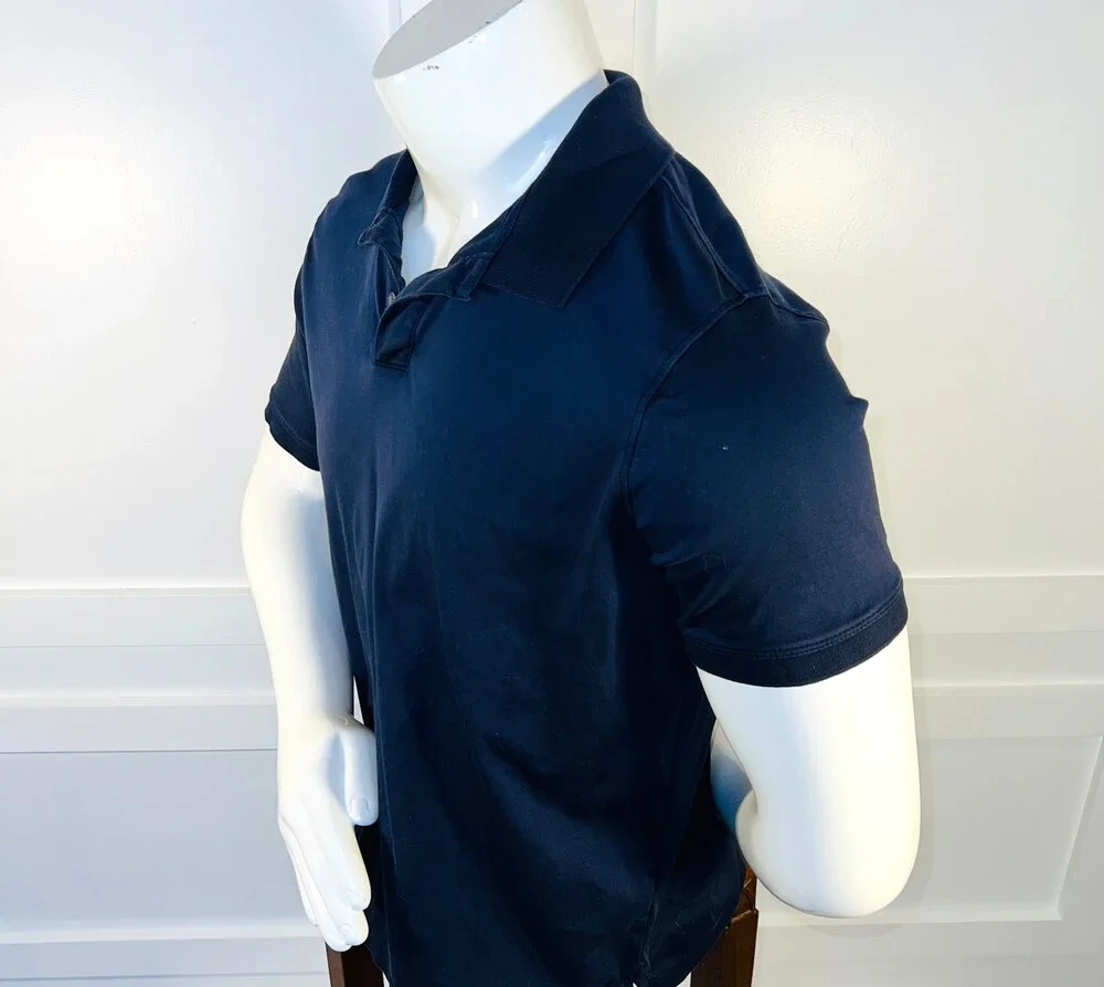 Banana Republic - Polo Shirt Men's L Navy Blue Short Sleeve 2 Button Collar